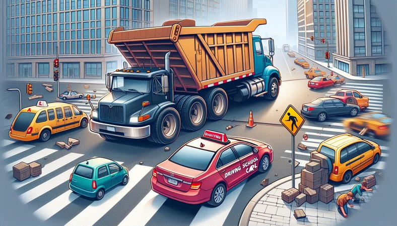 Cách xử lý tình huống xe tập lái gặp xe ben tại ngã tư