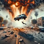 Mặt đường vỡ toác trong nắng nóng: Ôtô bị hất tung!