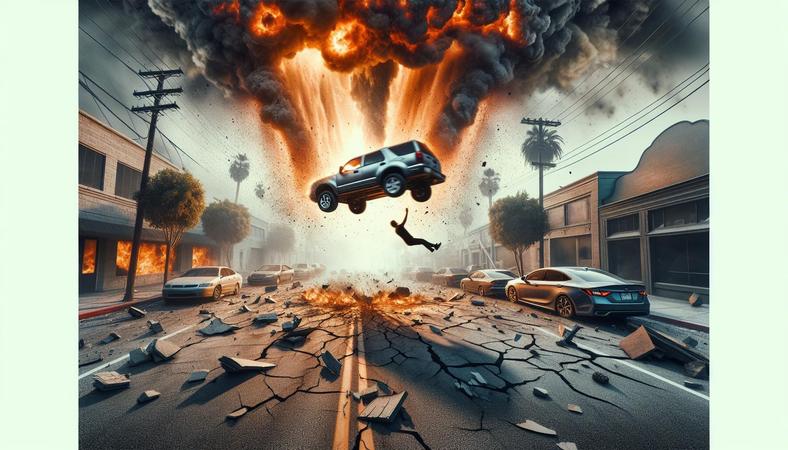 Mặt đường vỡ toác trong nắng nóng: Ôtô bị hất tung!