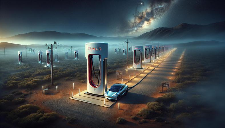 Trạm sạc Tesla khổng lồ không cần điện lưới: Khám phá ngay!