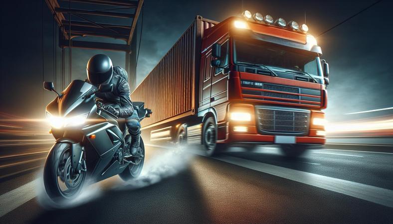 Xe máy phản ứng nhanh cứu mình khi container vượt đèn đỏ