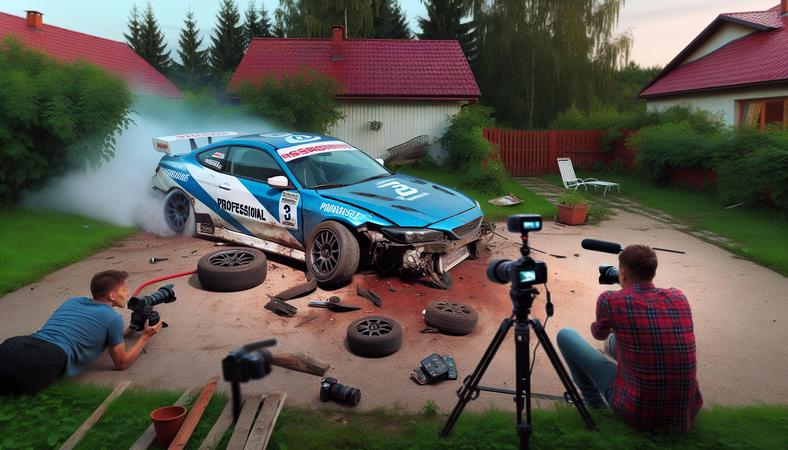 Ôtô Drift Chuyên Nghiệp: Va Chạm Hài Hước Trong Sân Sau