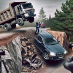 Xe ben tụt dốc ép ôtô con vào vách đá: Nguyên nhân và hậu quả