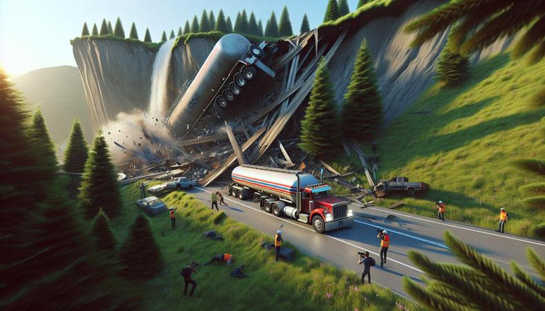 Xe bồn gặp nạn: Đá lở cuốn xuống vực gây hoảng loạn