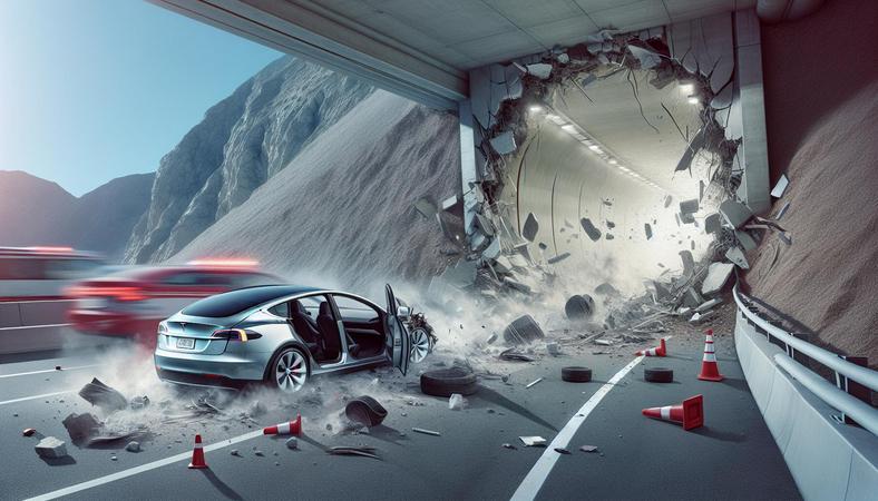 Xe Tesla va chạm tường khi vào hầm – Điều gì đã xảy ra?