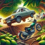 Xe máy vượt ẩu ngã sõng xoài vì ôtô rẽ sai luật