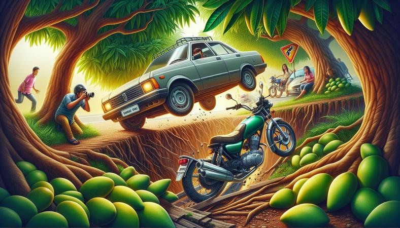 Xe máy vượt ẩu ngã sõng xoài vì ôtô rẽ sai luật