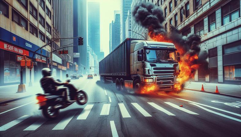 Xe tải vượt ẩu, cú quăng đuôi nguy hiểm trên đường phố